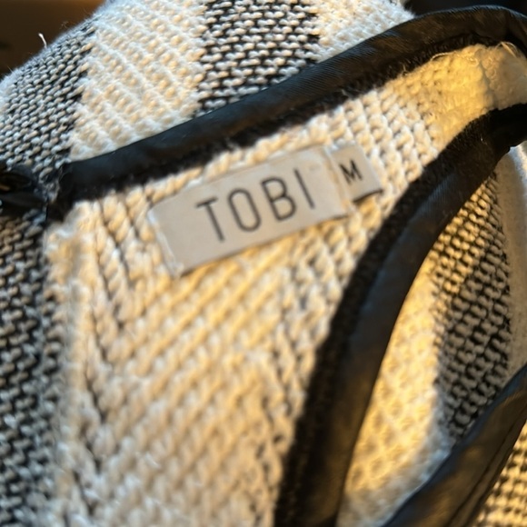 TOBI ivory black cotton blend sleeveless cropped top Sz M - Picture 5 of 7